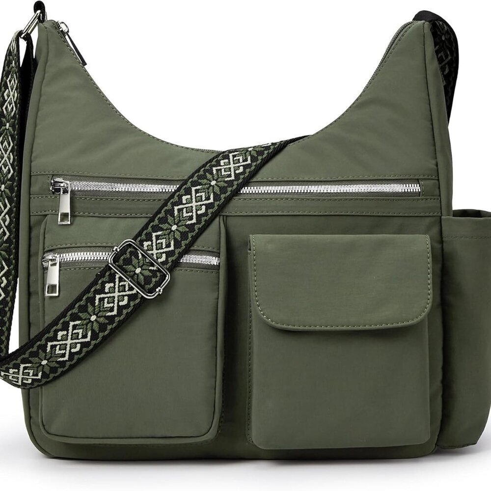 KALIDI Nylon Crossbody Bags for Women Trendy Cross Body Purse with Multiple Pock